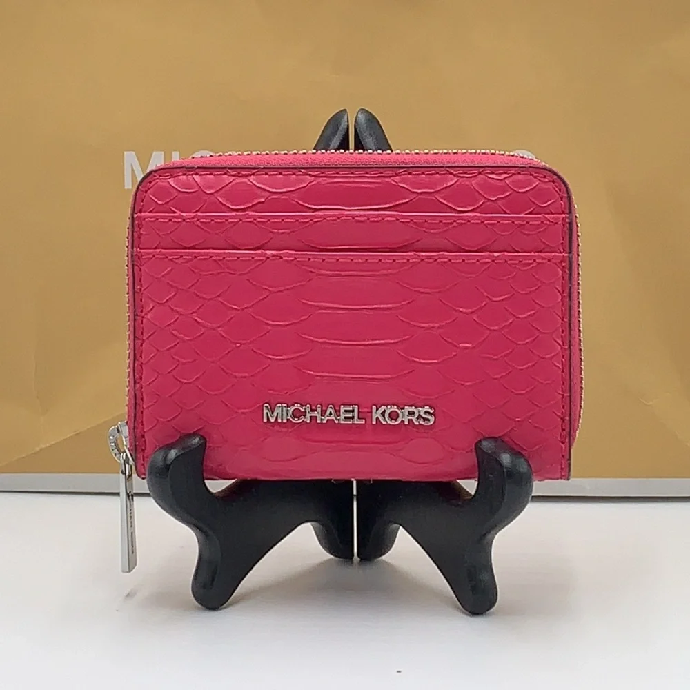MICHAEL KORS MEDIUM ZIP AROUND CARD CASE ELECTRIC PINK COLOR